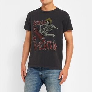 Remi Relief - Distressed Printed Cotton-Jersey T-Shirt - Black LARGE